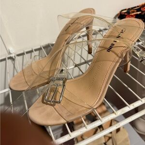 Gianni Bini Clear Strap Nude Heels